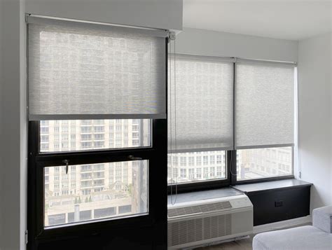 Gray Roller Shades Downtown Chicago Skyline Window Coverings Skyline