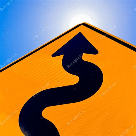Wavy Arrow On Road Sign Pointing Up For Success — Stock Photo © Pilens