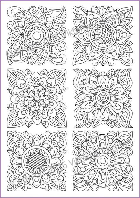 Сoloring Page 40 Doodle Flowers Printable For Adults Etsy Zentangle