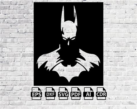 Batman Laser Cut Svg Dxf Files Wall Sticker Engraving Decal Etsy