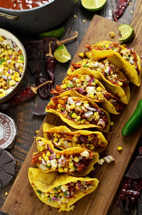 Crunchy Mexican BBQ Sauced Chicken Tacos with Charred Corn Relish