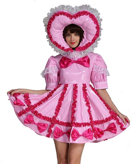 Gocebaby Adult Baby Sissi Lockable Maid Pvc Pink Dress Uniform Costume
