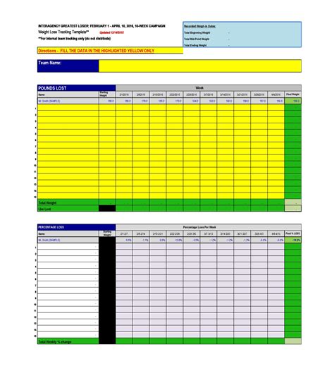 Weight Loss Challenge Spreadsheet Excel Blog Dandk