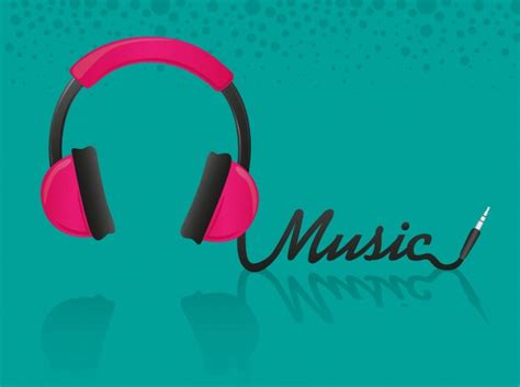 Premium Vector Headphones Forming The Word Music Turquoise Background