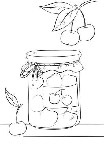 All of the images displayed are of unknown origin. Cherry Jam Jar coloring page | Free Printable Coloring Pages