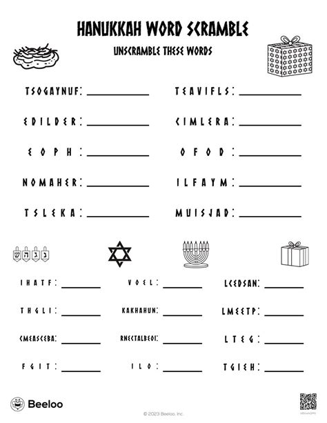 Hanukkah Word Scramble Beeloo Printable Crafts And Activities For Kids