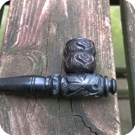 Carved Black Wood Pipe Sunflower Pipes Brooklyns Best Smoke Shop