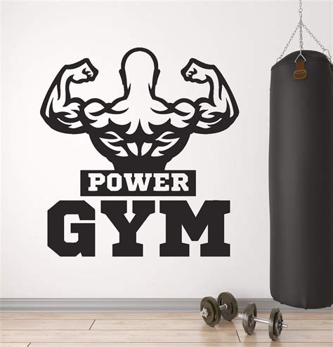 Vinyl Wall Decal Power Gym Muscles Beautiful Body Bodybuilder Logo