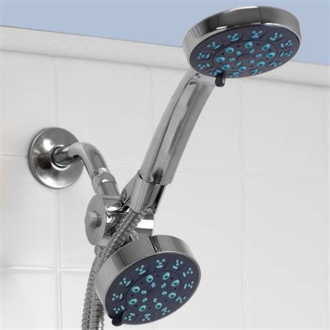 Pure Paradise 375 In Fixed And Handheld Shower Head 5 Function Dual Shower Massager With 5 Ft