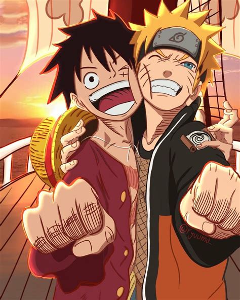 Luffy X Naruto Manga Anime One Piece Anime Anime Crossover