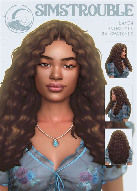 Lamia Hairstyle By Simstrouble Simstrouble In 2023 Sims 4 Curly