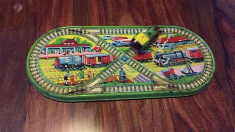 Vintage Tin Toy Train Set With Carriage Youtube