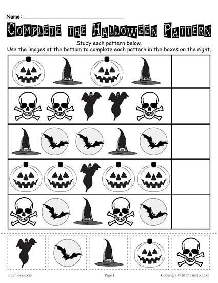 Halloween Pattern Worksheet Halloween Math Activities Kindergarten