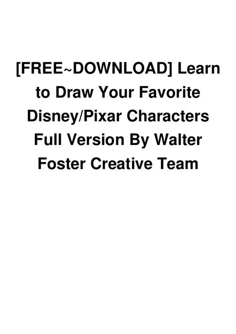 Freedownload Learn To Draw Your Favorite Disneypixar Characters