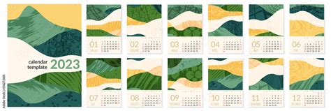 Obraz 2023 Calendar Template With Abstract Green Nature Field Landscape