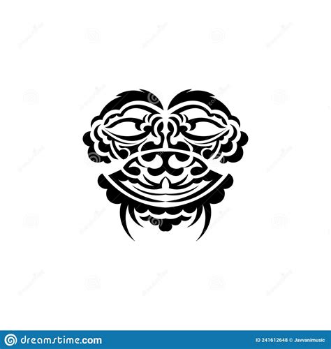 Tribal Mask Traditional Totem Symbol Black Tribal Tattoo Isolated