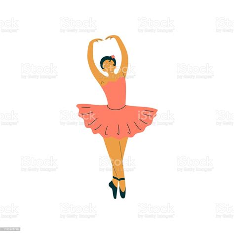 Beautiful Professional Ballerina Dancing Classical Ballet Dance Vector Illustration Stock