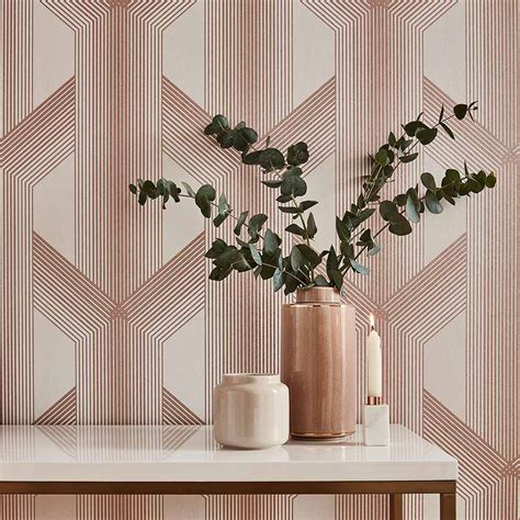 Lagom By Graham And Brown White Rose Gold Wallpaper Wallpaper Direct