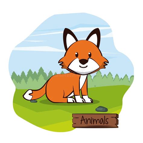 Cute Fox In Forestcartoon Stock Vector Illustration Of Cartoon