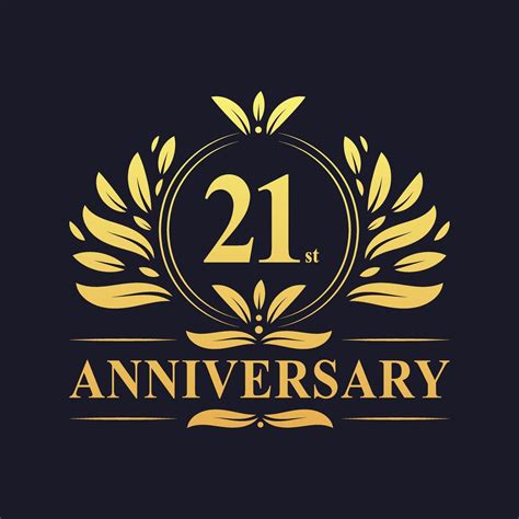 21st Anniversary Design Luxurious Golden Color 21 Years Anniversary