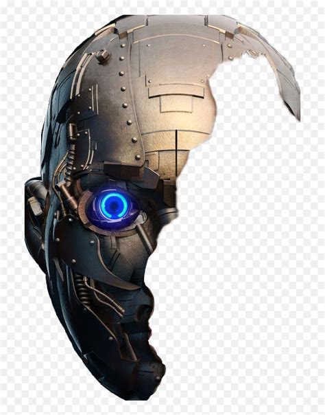 Robot Half Face  Library Png Files Half Robot Face Png Emojirobot