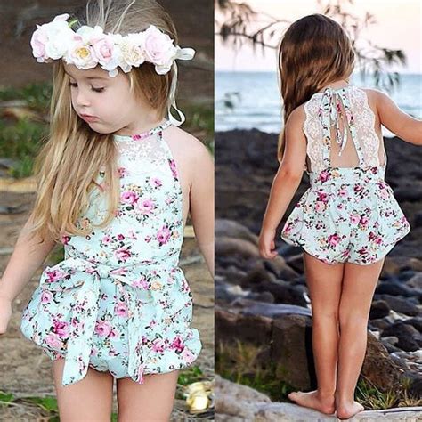 Adorable Baby Girls Floral Lace Rompers Newborn Baby Summer Sunsuit