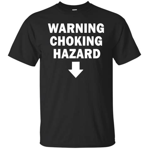 Warning Choking Hazard Down Arrow T Shirt For Men Black Navy Color