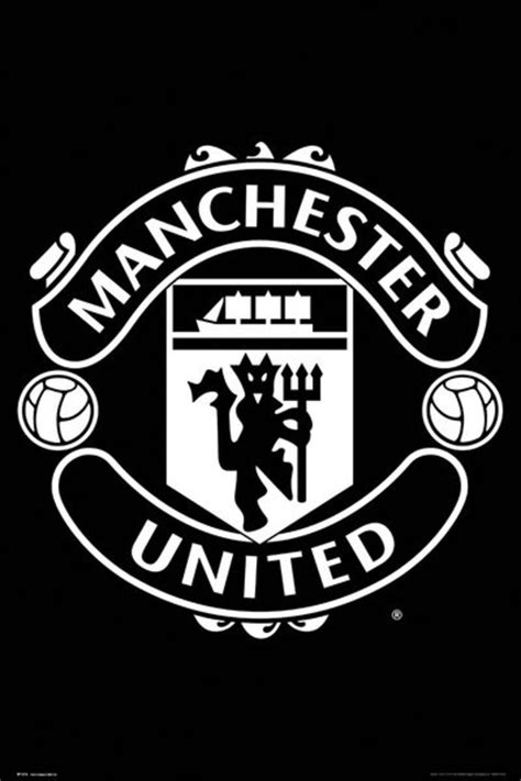 Manchester United Crest Black And White Lazyposters