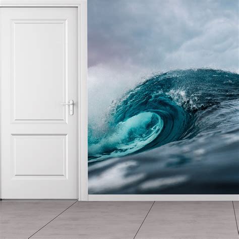 Big Blue Ocean Wave Wall Mural Wallpaper