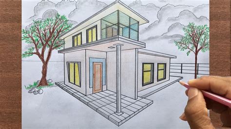 Want to draw from scratch? How to Draw Home Residence in Two-Point Perspective Step ...