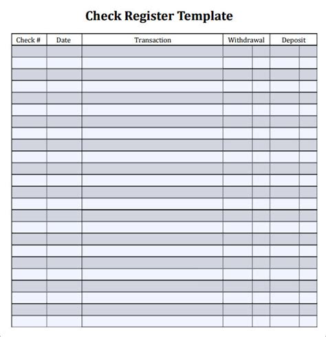 Checkbook Register Template ~ Excel Templates