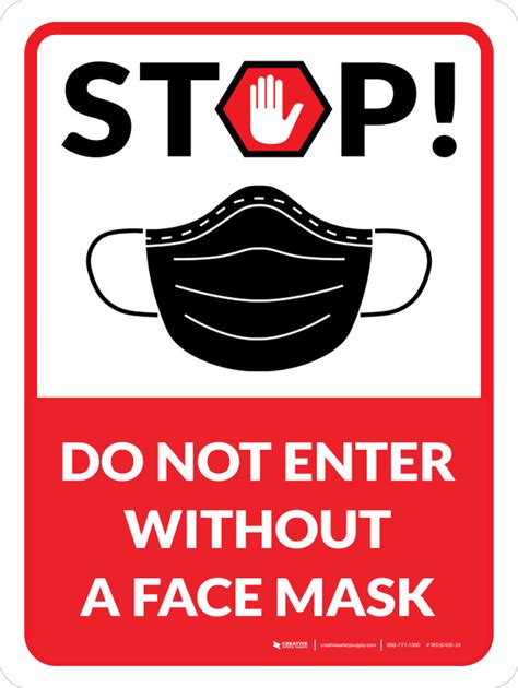 Stop Do Not Enter Without A Face Mask With Icon Wall Sign Creative