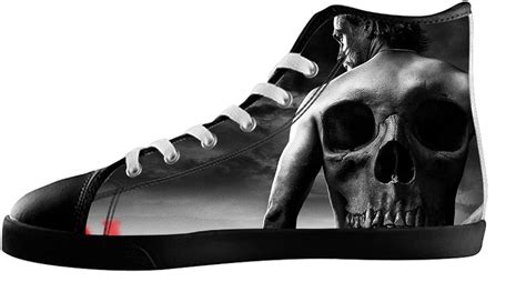 Mens Sons Of Anarchy Shoes Black High Top Canvas Shoes