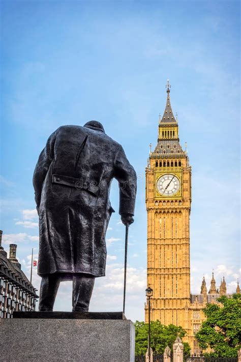 Statue Of Sir Winston Churchill Parliament Square London Stock Photo