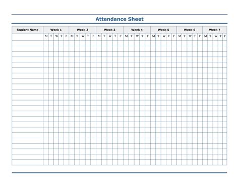 Printable Attendance Sheets