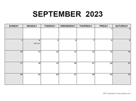 September 2023 Calendar Pdf Free Printable Templates