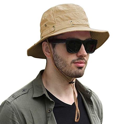 Inconly Sun Protection Hat Summer Men Outdoor Bucket Fishing Hats Wide