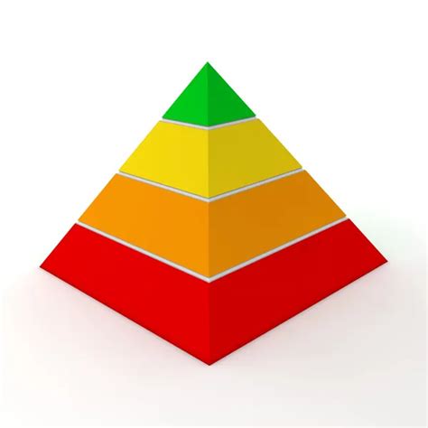 Three Level Pyramid Multicolour Pyramid Chart Three Levels — Stock