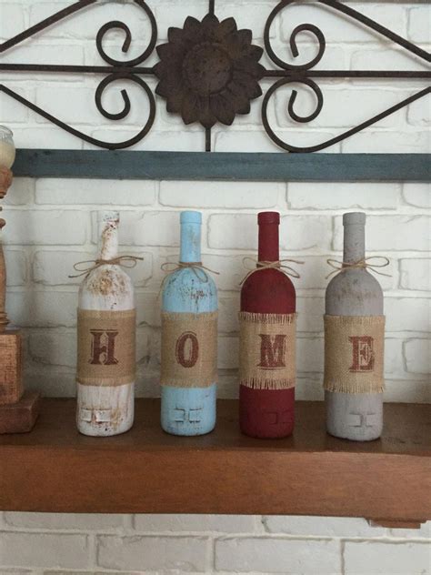 Maybe you would like to learn more about one of these? Home wine bottle mantle or shelf decor rustic by ...