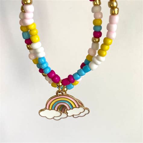 Rainbow Charm Bracelet Personalized Name Jewelry For Kids Etsy