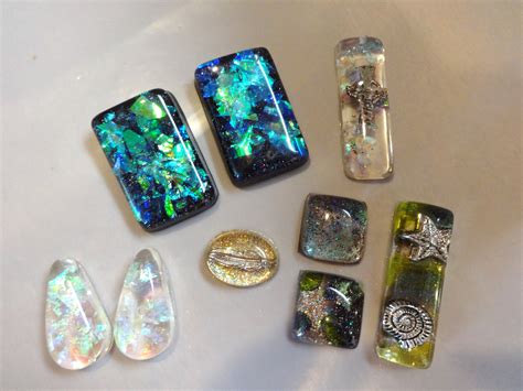 These Are Some Of The Epoxy Resin Pendants I Made Using Cellophane Glitter And Nail Polish