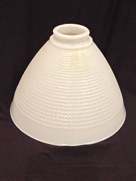 Vintage Corning White Milk Glass Lampshade Waffle Pattern Diffuser Etsy