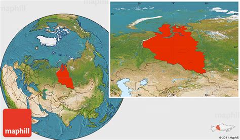 Satellite Location Map Of Western Siberia