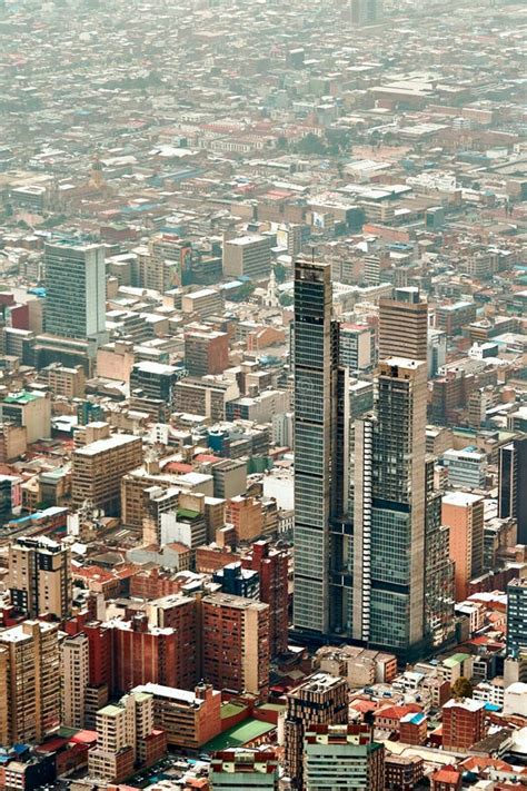 Aerial View Of Downtown Bogota And The Tallest Building In Colombia