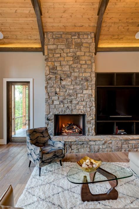 Rustic Stone Fireplace And Entertainment Center Hgtv