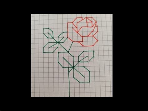 Çok Kolay Kareli Kağıda Gül Çizimi Very Easy Rose Drawing on