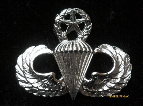 Authentic Regulation Master Parachute Badge Jump Wing Pin Us Army