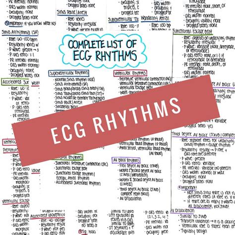 Complete List Of Ecg Rhythms Study Sheets Ekg Interpretation Etsy