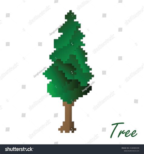 Pixel Art Tree On White Background Stock Vector Royalty Free