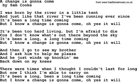Bruce Springsteen Song A Change Is Gonna Come Lyrics
